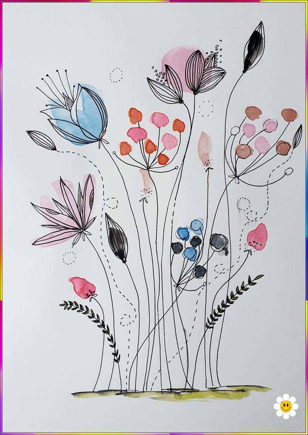 easy drawing of flowers
