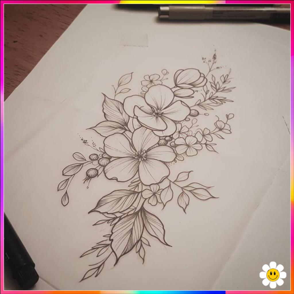 real flower drawing
