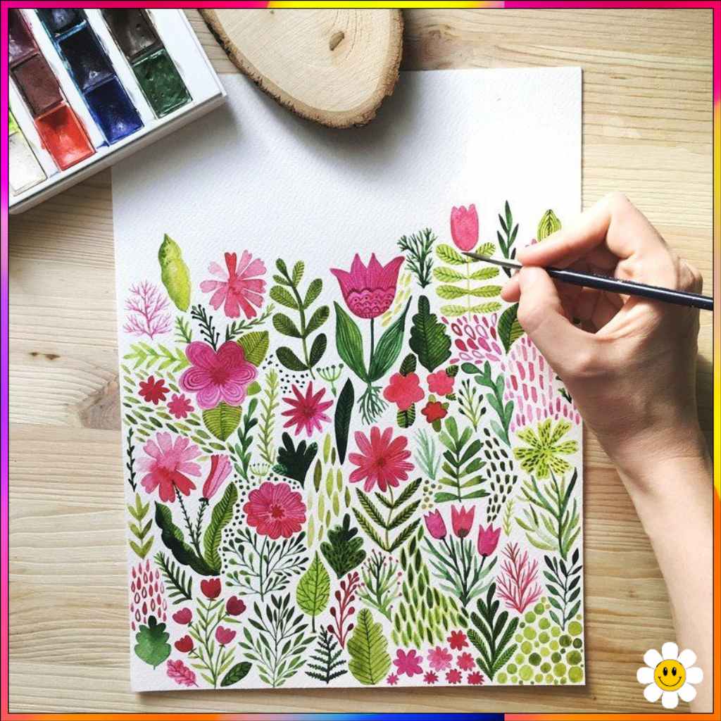 colored drawings of flowers
