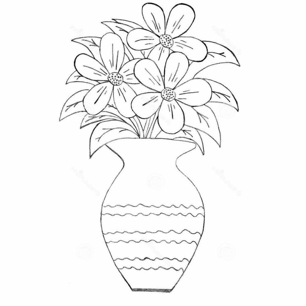flower pot sketch drawing