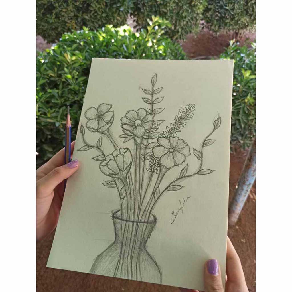 pot with flower drawing
