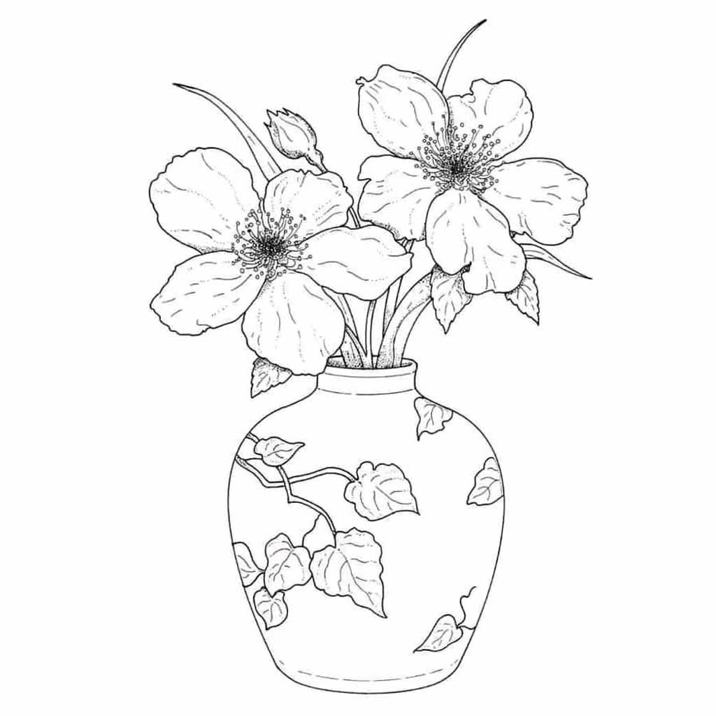 big flower pot drawing