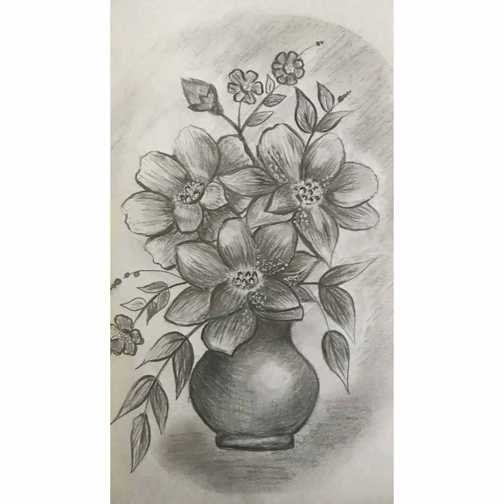 flower pot picture drawing